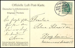 1912, "Flugpost PFORZHEIM-KARLSRUHE 30/6 12" Auf Germania 5 Pfg Auf Offizieller Luftpostkarte Nach Pforzheim ... - Other & Unclassified