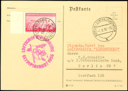 Liechtenstein, 1936, Olympiafahrt, Karte Mit Zeppelinmarke 1 F. Nach Berlin, Katalog: Si.427 BFLiechtenstein,... - Other & Unclassified