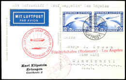 1929, Weltrundfahrt Mit LZ 127, Friedrichshafen - Los Angeles, Frankiert Mit 2 Mark Zeppelin (2) Auf Karte, ... - Other & Unclassified