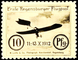 10 Pfg Flugmarke "Regensburger Fliegermarke", Ungebraucht Mit Neugummi - Ansonsten In Tadelloser Erhaltung Vor... - Airmail & Zeppelin