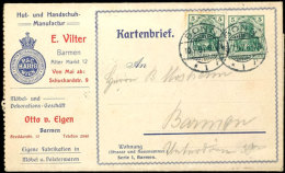 5 Pfg. Ganzsachen-Anzeigen-Kartenbrief Serie I, Barmen, Gebraucht Mit 5 Pfg. Zufrankatur Als Brief Mit Viel Text... - Other & Unclassified