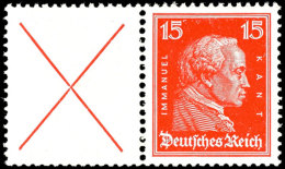 X + 15 Pfg, Kant 1927, Waagerechter Zusammendruck Mit Rand, Tadellos Postfrisch, Unsigniert, Mi. 250,-, Katalog:... - Autres & Non Classés