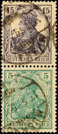 15+5 Pf., Germania, Senkr. Zusammendruck, Gestempelt "MUSKAU 15.5.19", Gepr. Infla, Mi. 180,-, Katalog: S6aa... - Otros & Sin Clasificación