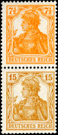 Germania 1916/1917, 7 1/2 Pfg Orange + 15 Pfg Gelbbraun, Senkrechter Zusammendruck, Tadellos Postfrisch,... - Other & Unclassified