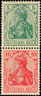 5+10 Pf., Germania Friedensdruck, Senkr. Zusammendruck, Postfrisch, Gepr. Jäschke BPP, Mi. 120,-, Katalog:... - Other & Unclassified