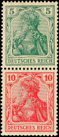 5+10 Pf., Germania Friedensdruck, Senkr. Zusammendruck, Postfrisch, Gepr. Jäschke BPP, Mi. 120,-, Katalog:... - Otros & Sin Clasificación