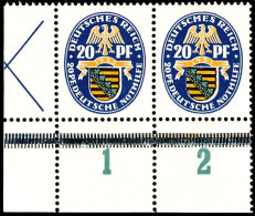 Nothilfe 1925, Heftchenblatt 44A = Halbes X + 20 Pfg + 20 Pfg, In Diesem Fall Vom Eckrand Unten Rechts - In Dieser... - Otros & Sin Clasificación