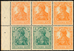 Germania 1919, 5 + 7½ Pf., Heftchenblatt Durchgezähnt Mit 2 Strl., Postfrisch, Mi. 300,-, Katalog:... - Autres & Non Classés