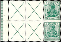 Germania 1912, Friedensdruck, 5 Pf. Mit 4 Andreaskreuzen, Postfrisch (rückseitig Im Rand Bleistiftspur), Mi.... - Autres & Non Classés