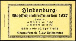 Hindenburgspende 1927, Markenheftchen 24.1A, Postfrisch, Mi. 320.-, Katalog: MH24.1A **Hindenburg-donation... - Cuadernillos