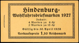 Hindenburgspende 1927, H-Blatt Durchgezähnt, Postfrisch (Rückseite Bleistiftspuren), Mi. 350,-, Katalog:... - Carnets