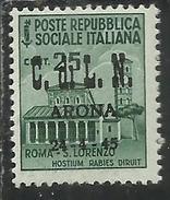 ITALY ITALIA 1945 CLN ARONA MONUMENTS DESTROYED OVERPRINTED MONUMENTI DISTRUTTI SOPRASTAMPATO CENT. 25 MNH - Comité De Libération Nationale (CLN)