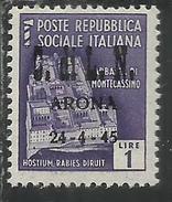 ITALY ITALIA 1945 CLN ARONA MONUMENTS DESTROYED OVERPRINTED MONUMENTI DISTRUTTI SOPRASTAMPATO LIRE 1 MNH - Comité De Libération Nationale (CLN)