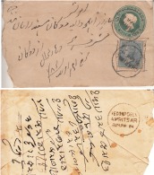 India  1886  QV 1/4A Envelope  Uprated  DHARIWAL To AMRITSAR #  95022  Inde  Indien - 1858-79 Compagnia Delle Indie E Regno Della Regina