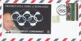 5180FM- FIGHT AGAINST CORRUPTION, STAINED GLASS STAMP ON COVER, VOTED, LONDON OLYMPIC GAMES  POSTMARK, 2012, ROMANIA - Cartas & Documentos