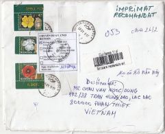 5182FM- FLOWERS AND CLOCKS, STAMPS ON REGISTERED COVER, 2016, ROMANIA - Covers & Documents