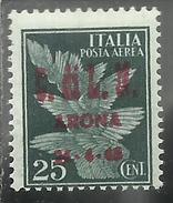 ITALY ITALIA 1945 CLN C.L.N. ARONA POSTA AEREA AIR MAIL MONUMENTS DESTROYED MONUMENTI DISTRUTTI CENT. 25 MLH - National Liberation Committee (CLN)