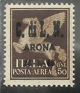 ITALY ITALIA 1945 CLN C.L.N. ARONA POSTA AEREA AIR MAIL MONUMENTS DESTROYED MONUMENTI DISTRUTTI CENT. 50 MNH - Comité De Libération Nationale (CLN)