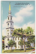 USA, Providence RI - First Baptist Meeting House - Church - C1940s Unused Vintage Linen Rhode Island Postcard - Providence