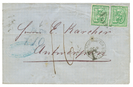 URUGUAY : 1875 10c(x2) + FR CTS/ 1-10 Tax Marking + SOUHAMPTON PACKET LETTER To BELGIUM. Vf. - Uruguay