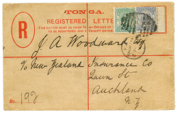 TONGA : 1894 Provisional 1/2d On 1d + 2 1/2d On 2d Canc. On REGISTERED-LETTER(4d) To AUCKLAND. Vf. - Tonga (...-1970)