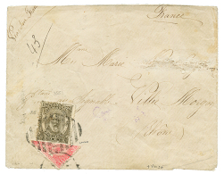 TONGA : 1893 Bisect 1d + 2d Canc. On Envelope (name Erased) To FRANCE. Verso, 2 Strike Of The German Cachet Of APIA (29. - Tonga (...-1970)