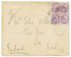 TONGA - FIRST ISSUE : 1891 2d Block Of 4 + NUIKUALOFA On Envelope(fault) To ENGLAND. Probably UNIQUE With This Block Of - Tonga (...-1970)