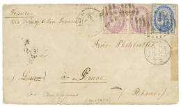 TONGA - FIRST ISSUE : 1889 2d Violet(x2) + 6d Blue + NUIKUALOFA On Envelope To FRANCE. Missionary Mail. Verso, APIA DEUT - Tonga (...-1970)