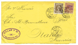 1898 PORTO-RICO 8c + TIMBRE DE GUERRE 1P Canc. French Cachet PARIS ETRANGER On Envelope From SAN JUAN DE PORTO RICO To F - Other & Unclassified