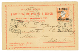 TIMOR : 1897 5a Canc. TIMOR On UPU Postcard(light Crease) To NETHERLAND INDIES. Scarce. Vf. - Other & Unclassified