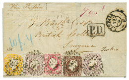 PORTUGAL Via TRIESTE To SMYRNA : 1865 5R(fault) + 10R+ 25R+ 100R On Cover From LISBOA Via PRUSSIA To SMYRNA(TURKEY). Ver - Other & Unclassified