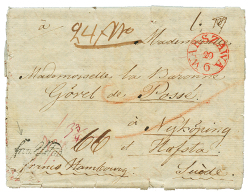 POLAND To SWEDEN : 1829 WARSZAWA + Frco Ystad On Entire Letter(fault) From VARSOVIE To SWEDEN. Very Rare Destination. Vf - Other & Unclassified