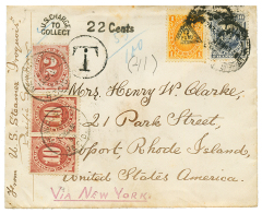 PERU : 1886 1c + 10c On Cover From "USS STEAMER IROQUOIS" CALLAO To USA Taxed With POSTAGE DUE 2c + 10c(x2). Vf. - Peru