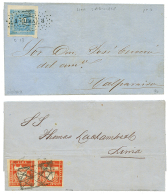 PERU : 1871 Pair 5c(scott 19) On Cover From CALLAO To LIMA. MOORHOUSE Certificate(2010) + 1858 1d Blue Canc. LIMA On Cov - Peru