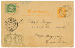 NORWAY To PORTO-RICO : 1895 P./Stat 3 Ore + 1 Ore(x2)+ 5 Ore Canc. CHRISTIANIA To MAYAGUEZ(PORTO-RICO). Vf. - Other & Unclassified