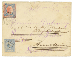 NETHERLANDS : 1893 5c On Envelope(tear) To RIO DE JANEIRO Redirected To AMSTERDAM With BRAZIL 100R. Vf. - Other & Unclassified