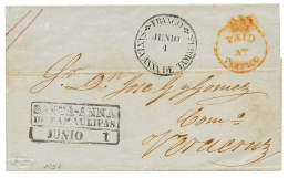 MEXICO : 1854 PAID AT TAMPICO + SANTA-ANNA DE TAMAULIPAS On Entire Letter From TAMPICO To VERA-CRUZ. RARE. MEPSI Certifi - Mexico