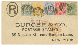 1890 1/2p YELLOW + 1p+ 1 1/2p+ 2d+ 2 1/2d Canc. A25 + REGISTERED MALTA On Envelope To USA. Vvf. - Malta