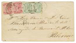 1881 Pair 2d + Pair 1/2d Green Canc. A25 + MALTA On Envelope To SICILY. RARE. Vf. - Malta