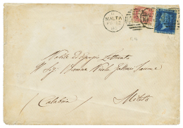 1880 1/2p + 2d Canc. A25 + MALTA On Envelope To ITALY. Vf. - Malta