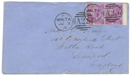 1870 Pair 6d (pl. 8) Canc. A25 + MALTA On Envelope To ENGLAND. Vf. - Malta