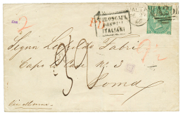 MALTA : 1866 1 SCHILLING(pl.4) Canc. A 25 + "32" Tax Marking On Cover To ROMA(ITALY). Vvf. - Malta