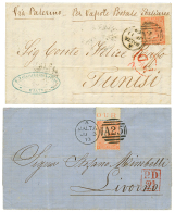 2 Letters From MALTA With 1864 4d To TUNISIA And 1873 4d Sheet Margin To ITALY. Superb. - Malta