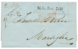 MALTA : 1840 MALTA POST PAID On Entire Letter From MALTA To FRANCE. Superb. - Malta