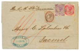 JAMAICA : 1874 2d+ 6d+ 1 SHILLING Canc. A01 On Entire Letter From KINGSTON To HAITI.Scarce. Vvf. - Jamaica (...-1961)