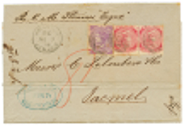 JAMAICA : 1874 2d(x2) + 6d Canc. A01 + KINGSTON JAMAICA On Entire Letter To HAITI. Vf. - Jamaica (...-1961)