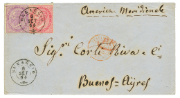 ITALY : 1864 40c + 60c Canc. MENAGGIO On Envelope To BUENOS-AYRES(ARGENTINA). Superb. - Unclassified