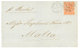 1873 GB 4d Canc. A26 + GIBRALTAR On Cover To MALTA. Superb. - Gibraltar