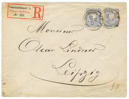 TURKEY : 1883 GERMANY 20pf(x2) On REGISTERED Envelope From CONSTANTINOPLE To GERMANY. Vvf. - Other & Unclassified