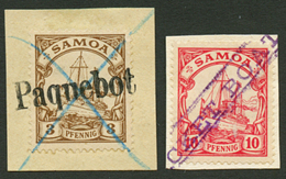 SAMOA - MARITIME : 3pf Canc. PAQUEBOT + 10pf Canc. PACKET BOAT On 2 Pieces. Vvf. - Other & Unclassified